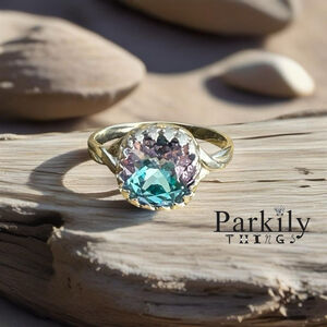 Handcrafted sparkly ring made with light vitrail Swarovski crystal size 9